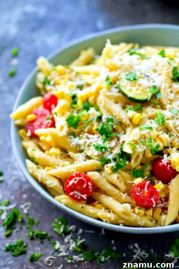 Sun-Kissed Grilled Summer Pasta 4 Serving of Grilled Summer Vegetable Pasta Primavera with plenty of cheese