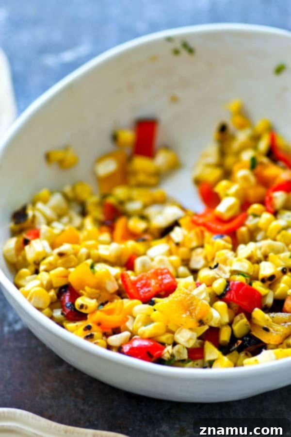 Fire-Kissed Skirt Steak with Sweet Corn and Bell Pepper Relish 4 Juicy grilled skirt steak is piled high with a flavorful charred corn sweet pepper salsa and is hands down the BEST summer steak dinner you'll ever have!