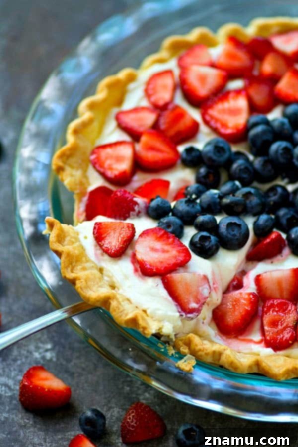 Luscious No-Bake Mixed Berry Cheesecake Pie 4 This no-bake mixed berry cheesecake pie is a perfect last-minute 4th of July dessert! It's SO easy to throw together in minutes and is always a major crowd-pleaser!