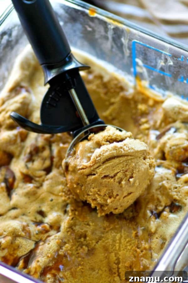 Rich, creamy homemade coffee ice cream swirled with ribbons of decadent caramel sauce, inspired by your favorite coffee shop caramel macchiato. The perfect summer treat!
