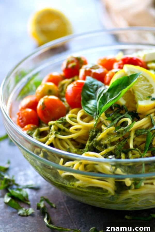 Charred Tomato and Mozzarella Spaghetti with Bright Lemon Basil Dressing 3 Juicy charred tomatoes, soft mozzarella cheese, and tons of flavorful lemon basil dressing make this spaghetti salad the ultimate summer side that you'll find yourself making again and again.