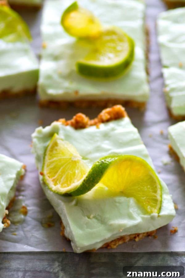 Zesty No-Bake Key Lime Cheesecake Bars 2 Creamy No-Bake Key Lime Pie Cheesecake Bars, perfect for summer.