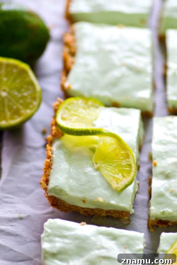 Zesty No-Bake Key Lime Cheesecake Bars 3 Refreshing Key Lime Pie Cheesecake Bars for a cool summer treat.