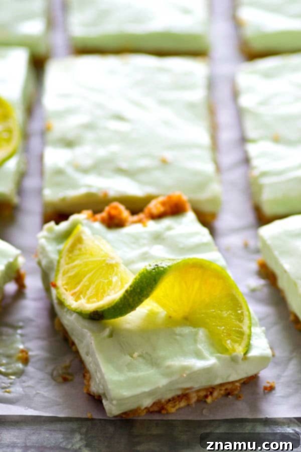 Zesty No-Bake Key Lime Cheesecake Bars 5 Close-up of the delicious Key Lime Pie Cheesecake Bars crust.