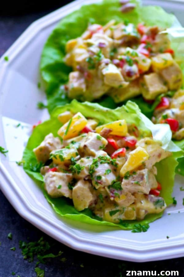 Sweet & Crunchy Pineapple Pecan Chicken Wraps 3 Close-up of the vibrant Pineapple Pecan Chicken Salad mix, ready for wrapping.