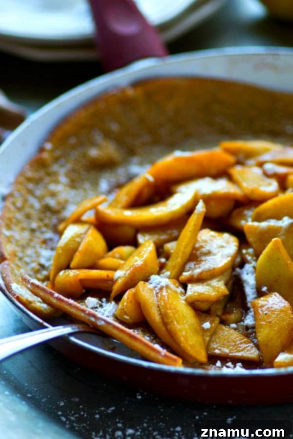 Caramel Apple Chai Puff 4 Buttery chai-spiced dutch baby is filled with tons of sweet caramelized apples for the easiest and most indulgent breakfast you'll ever make this fall!