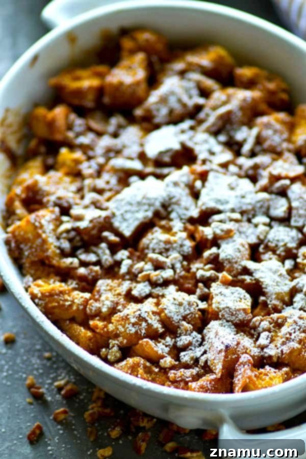 Autumn Pumpkin Spice Latte Bread Pudding 3 A close-up shot of individual servings of Pumpkin Spice Latte Bread Pudding, showcasing its moist texture.
