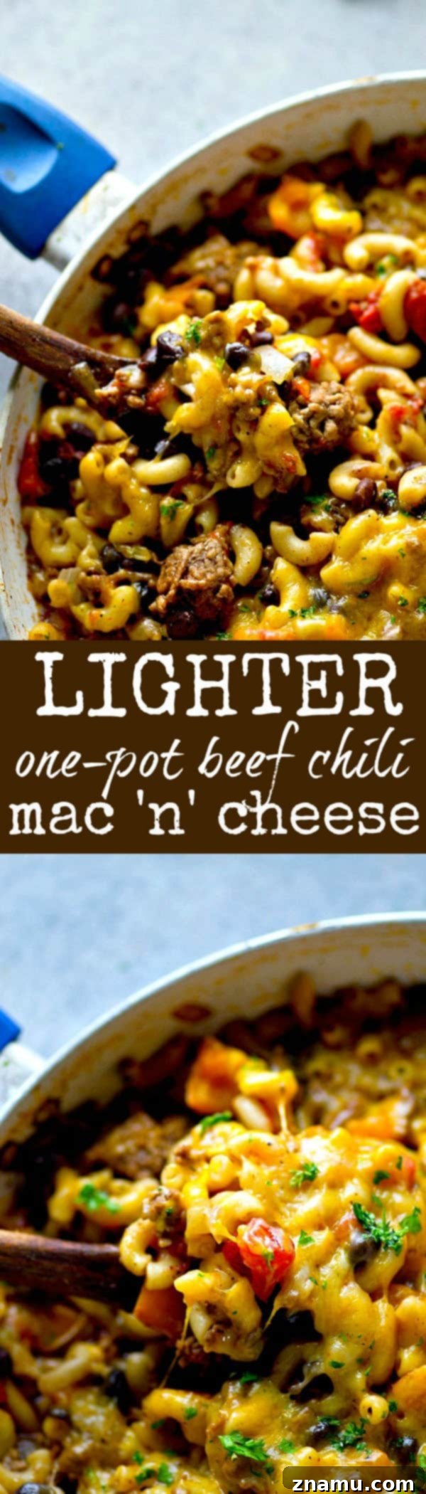 Lean Skillet Beef Chili Mac n Cheese 6 Overview of the Lighter One-Pot Beef Chili Mac 'n' Cheese, illustrating a delicious and comforting meal perfect for any occasion.