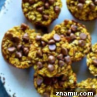 Warm Pumpkin Chocolate Chip Oatmeal Bakes 7 Kick off your weekday mornings the EASIEST and healthiest way with these pumpkin chocolate chip baked oatmeal muffins! Easy to throw together and they freeze beautifully.