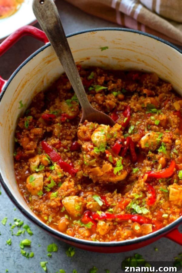 Enjoying a cozy bowl of Roasted Red Pepper Quinoa Turkey Chili after a long day of Black Friday shopping.