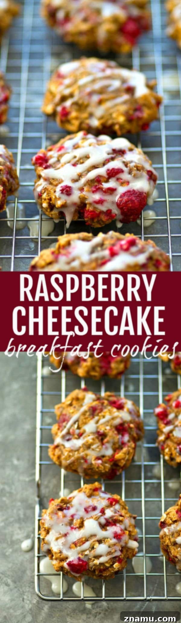 Dreamy Raspberry Cheesecake Breakfast Cookies 6 A plate of Raspberry Cheesecake Breakfast Cookies, ready to be enjoyed.