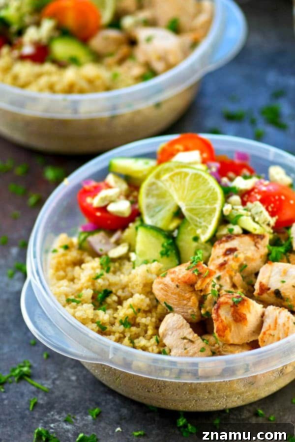 Greek Chicken Quinoa Power Bowls 5 A Beautifully Arranged Greek Chicken Quinoa Meal Prep Bowl