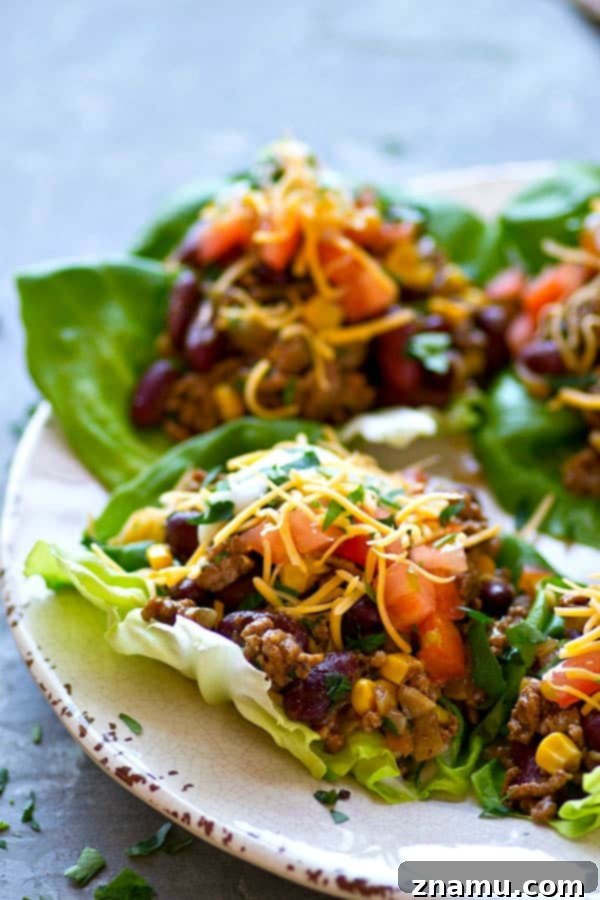 Bold Beef Taco Lettuce Bundles 2 Delicious and healthy Spicy Beef Taco Lettuce Wraps ready in 20 minutes, perfect for a quick, low-carb dinner idea.