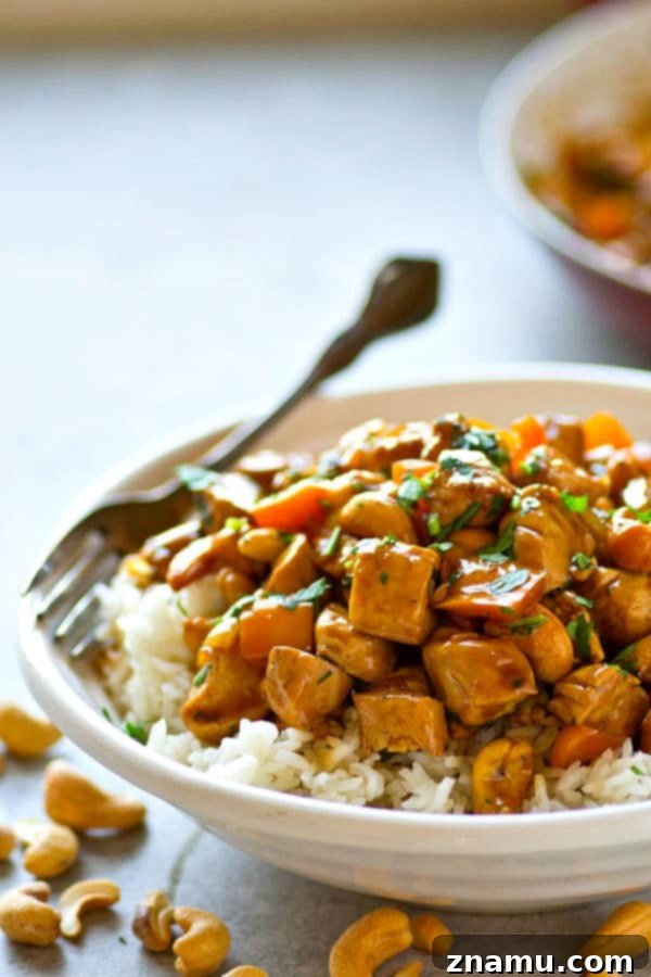 Zesty Ginger Cashew Chicken Stir-Fry with Sweet Peppers 3 Close-up shot of Sweet Pepper Ginger Cashew Chicken Stir-Fry showcasing colorful peppers and toasted cashews