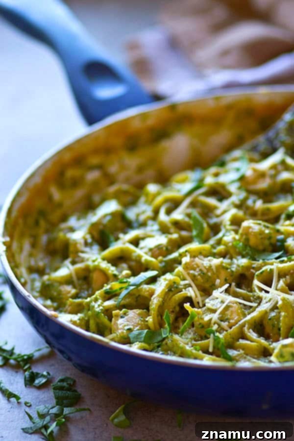 Effortless One Pot Basil Pesto Chicken Fettuccine Alfredo 3 Creamy, flavorful chicken basil pesto fettuccine alfredo is made ENTIRELY in one pot in only 30 minutes and this one will quickly become your new favorite way to eat fettuccine alfredo!
