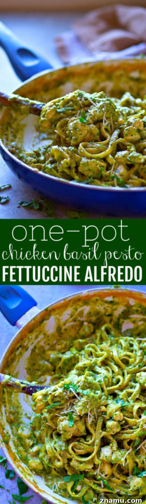 Effortless One Pot Basil Pesto Chicken Fettuccine Alfredo 6 Creamy, flavorful chicken basil pesto fettuccine alfredo is made ENTIRELY in one pot in only 30 minutes and this one will quickly become your new favorite way to eat fettuccine alfredo!