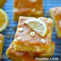 Soft, chewy, and loaded with intense lemon flavor and tons of white chocolate, these white chocolate lemon blondies are seriously addictive and SO easy to throw together for a last-minute dessert!