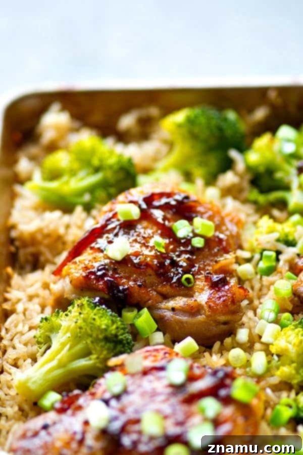 One-Pan Orange Chicken with Rice and Broccoli 3 Imagine a complete, balanced meal – protein, grain, and vegetables – all coming together on a single pan in your oven. It’s a culinary revelation that not only saves you time but also makes cleanup an absolute breeze.