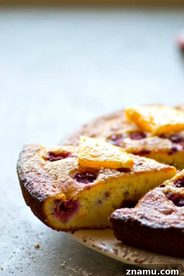 Orange Blossom Raspberry Ricotta Dream 4 A whole Raspberry Orange Ricotta Cake, baked to a golden perfection, sitting on a wire rack to cool, ready to be dusted with powdered sugar.