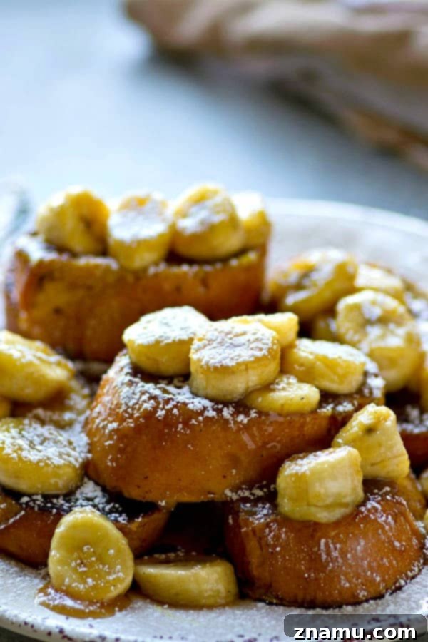 Chai-Infused French Toast, Crowned with Golden Banana Caramel 3 Chai-spiced french toast is topped with a killer caramelized banana sauce for the ultimate breakfast combo! Perfect for brunch for a crowd or just a lazy weekend morning.