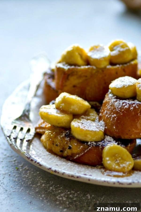 Chai-Infused French Toast, Crowned with Golden Banana Caramel 5 Chai-spiced french toast is topped with a killer caramelized banana sauce for the ultimate breakfast combo! Perfect for brunch for a crowd or just a lazy weekend morning.
