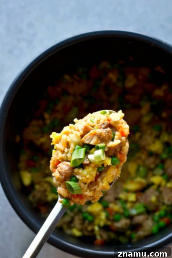 Your Go-To 20-Minute Instant Pot Chicken Fried Rice 5 Instant Pot filled with cooked rice, ready for chicken and vegetables