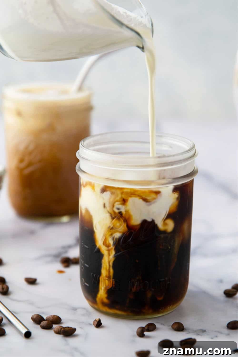 Overnight Velvet Brew 7 Classic coffee shop-style cold brew coffee is SO unbelievably easy to make at home you'll never go back to buying it. This overnight cold brew coffee is a keeper recipe for any coffee lover!