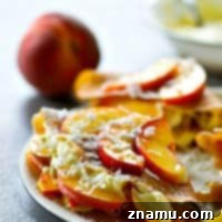 Creamy Peach Coconut Crepes 7 Melt-in-your-mouth coconut crepes are filled with a soft whipped cream filling and piled high with tons of juicy peaches for the ultimate stunner summer breakfast!
