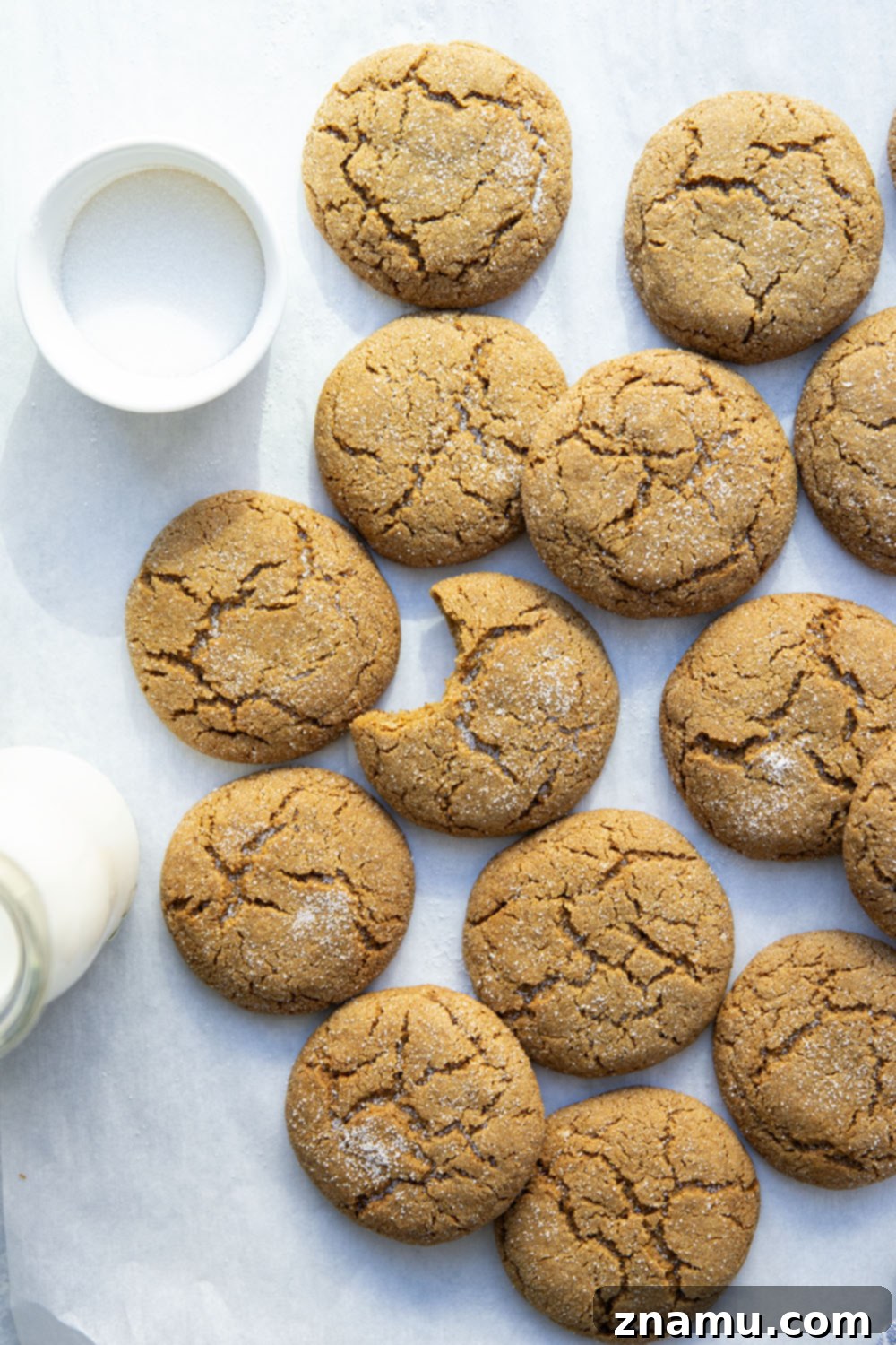 Zingy Gingersnap Crunch 4 Ingredients for crispy gingersnap cookies laid out on a table