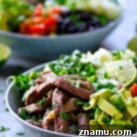 Juicy, flavorful cilantro lime grilled steak and all the burrito 'fixins come together in these loaded grilled steak burrito bowls and it'll be on the table in only an hour!
