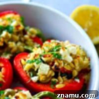 Vibrant Sweet Peppers Stuffed with Savory Greek Orzo 7 Greek Orzo Stuffed Sweet Peppers