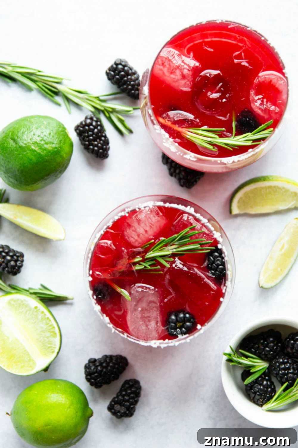 Rosemary-Kissed Blackberry Margarita 4 Sweet blackberries and fragrant rosemary are the perfect match in these refreshing rosemary blackberry margaritas. Gorgeous cocktail choice for entertaining and so easy to make!