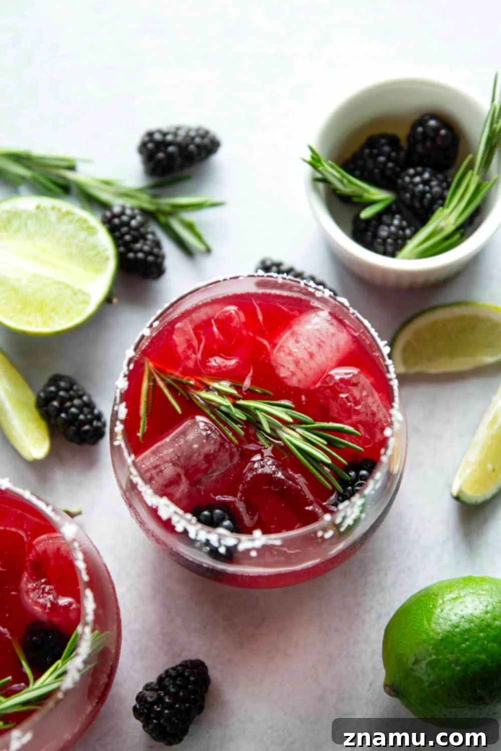 Rosemary-Kissed Blackberry Margarita 5 Sweet blackberries and fragrant rosemary are the perfect match in these refreshing rosemary blackberry margaritas. Gorgeous cocktail choice for entertaining and so easy to make!