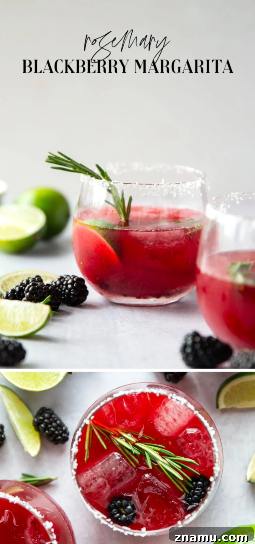 Rosemary-Kissed Blackberry Margarita 7 Sweet blackberries and fragrant rosemary are the perfect match in these refreshing rosemary blackberry margaritas. Gorgeous cocktail choice for entertaining and so easy to make!