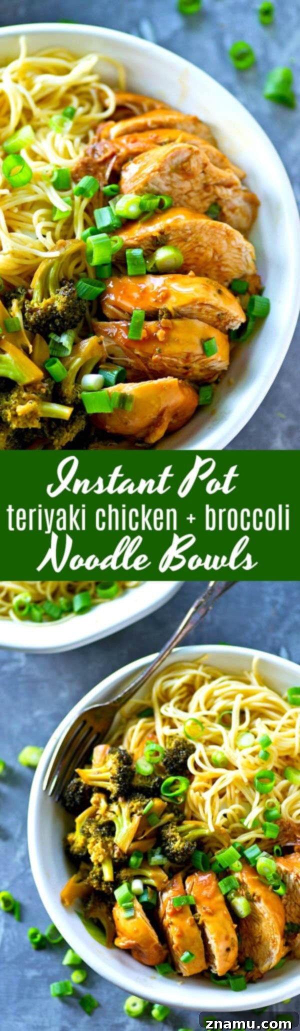 Instant Pot Teriyaki Chicken Broccoli Noodle Bowls 6 Beautifully garnished Instant Pot Teriyaki Chicken Noodle Bowls