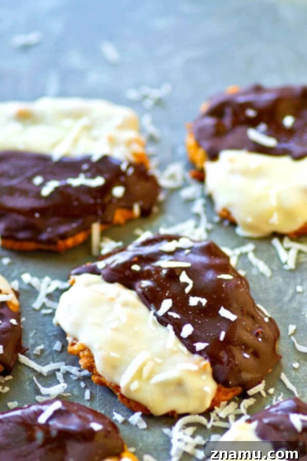 Duo Tone Coconut Delights 4 Three Black and White Coconut Cookies showing their distinct halves