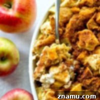 Spiced Apple Cheesecake Bread Pudding 6 A small image of the finished Apple Cheesecake Bread Pudding.