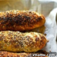 Overnight Everything Breadsticks 7 Everything bagel-lovers are going to fall in LOVE with these soft everything bagel breadsticks! The dough is no-knead and made conveniently overnight for easy baking the next day.