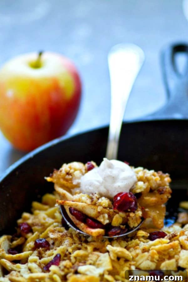 Warm Cranberry Apple Brown Betty with Spiced Chai Cream 4 A sweet apple cranberry filling is a match made in heaven with a buttery spiced cracker topping and piles of chai whipped cream on top in this classic apple brown betty!