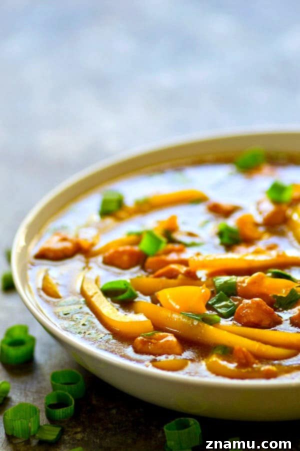 Savory Instant Pot Mongolian Chicken with Peppers 5 Close-up of the glossy, rich sauce coating the Instant Pot Mongolian Chicken and Peppers