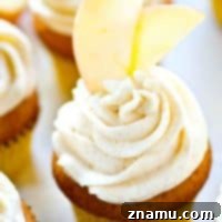 Apple Cider Cupcakes with Maple Buttercream 7 Apple Cider Cupcakes with Maple Frosting recipe card image.