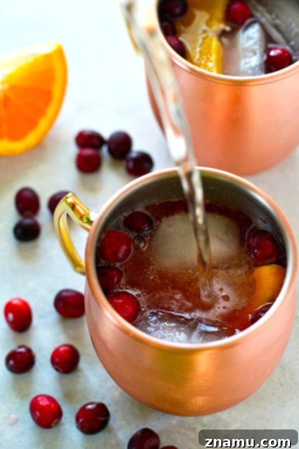 Crimson Citrus Copper Mule 4 Fresh ingredients for Cranberry Orange Moscow Mules, including cranberries, oranges, and a cocktail shaker, emphasizing homemade quality.