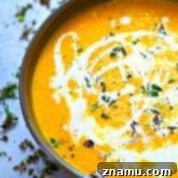 A small image of the creamy ginger-roasted butternut squash apple soup.