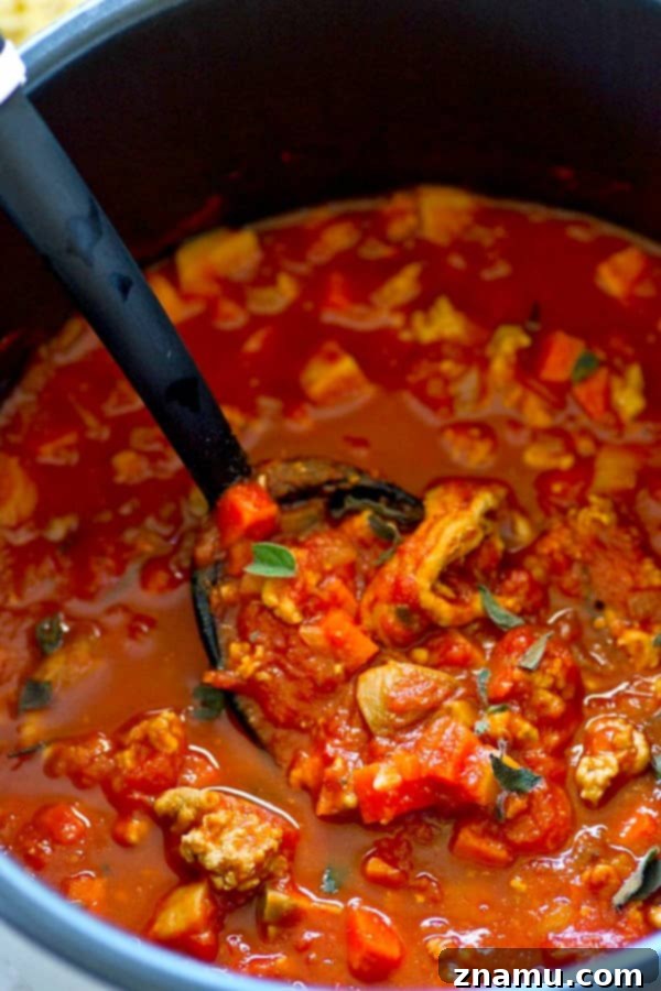 Rich Instant Pot Turkey Sausage Bolognese 4 Hearty, flavorful turkey sausage bolognese sauce is made in mere MINUTES in the instant pot and it tastes like it simmered all day! Serve it fresh over noodles or freeze it for later.
