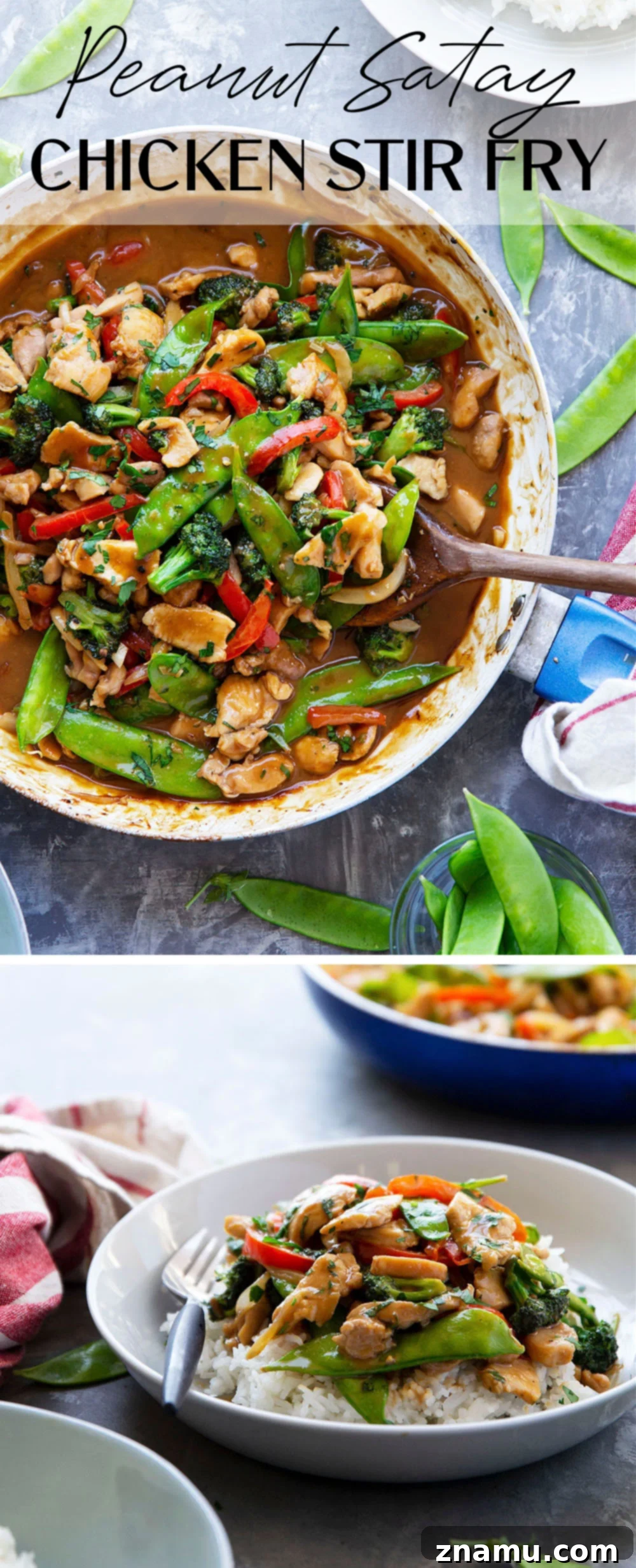 Sizzling Peanut Satay Chicken 6 A final shot of the delectable Peanut Satay Chicken Stir Fry, showcasing the rich peanut sauce, colorful vegetables, and perfectly cooked chicken.