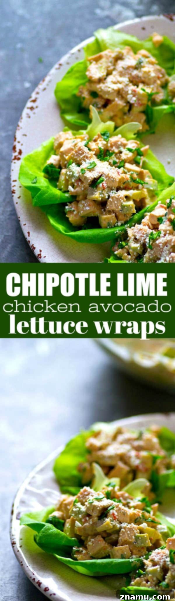 Zesty Chipotle Avocado Chicken Boats 6 Zingy chipotle and lime are the perfect flavor duo in these flavor-packed chicken avocado lettuce wraps! PERFECT for a make-ahead and low-calorie lunch option!