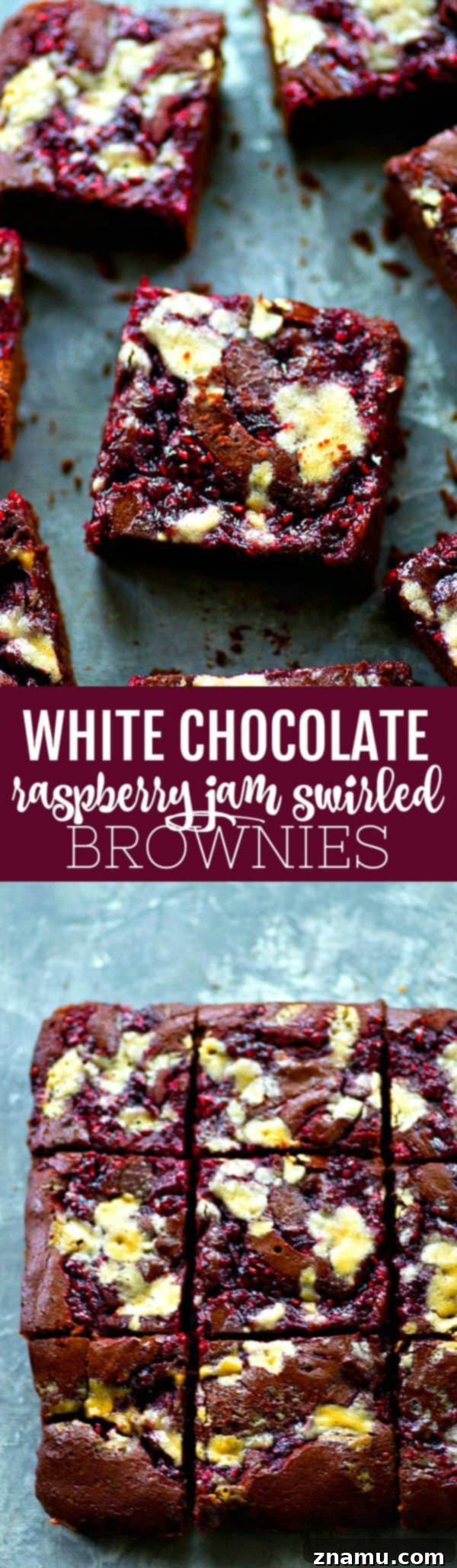 White Chocolate Raspberry Marbled Brownies 5 A slice of ultra fudgy raspberry jam swirled brownie with white chocolate, on a plate, ready to be enjoyed