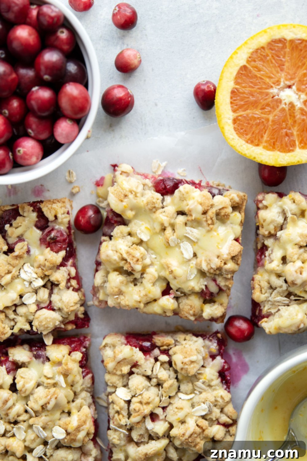Cranberry Streusel Squares 5 A bowl of vibrant fresh cranberries, a key ingredient for Cranberry Crumb Bars, illustrating the fresh vs. frozen discussion.