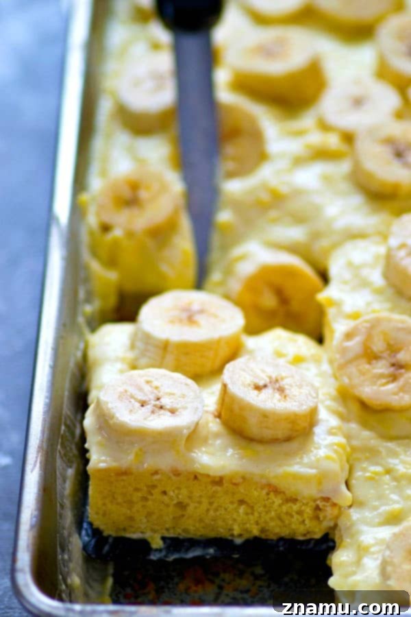 Dreamy Banana Cream Sheet Cake 2 Delicious Banana Cream Pie Sheet Cake, perfectly sliced