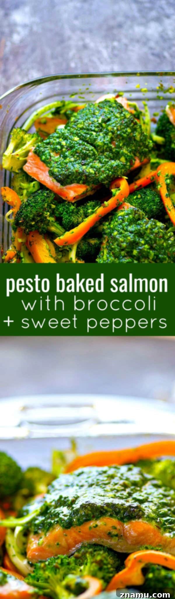 A visually appealing shot of the final plated pesto baked salmon, showcasing its vibrant colors and delicious texture, ready to be served.